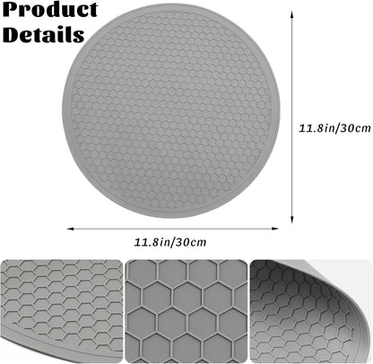 Silicone Microwave Mat – 11.7" Round Non-Slip Trivet, Heat-Resistant Hot Pot Holder, Jar Opener & Dishwasher Safe Mat