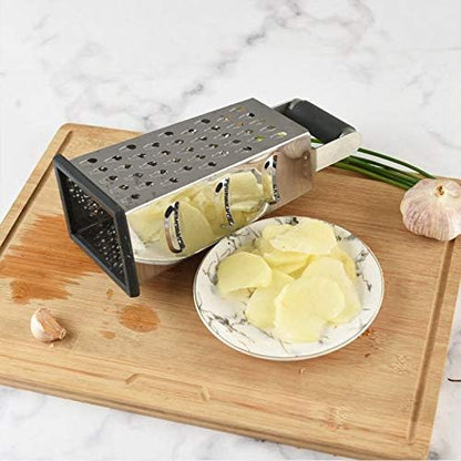 Vertical Stainless Steel Grating Four-sided Boxed Grater For Cucumbers, Carrots And Cheese, Grater, Melon, Planing, Potato, Planer, Non-slip Handle, Peeler