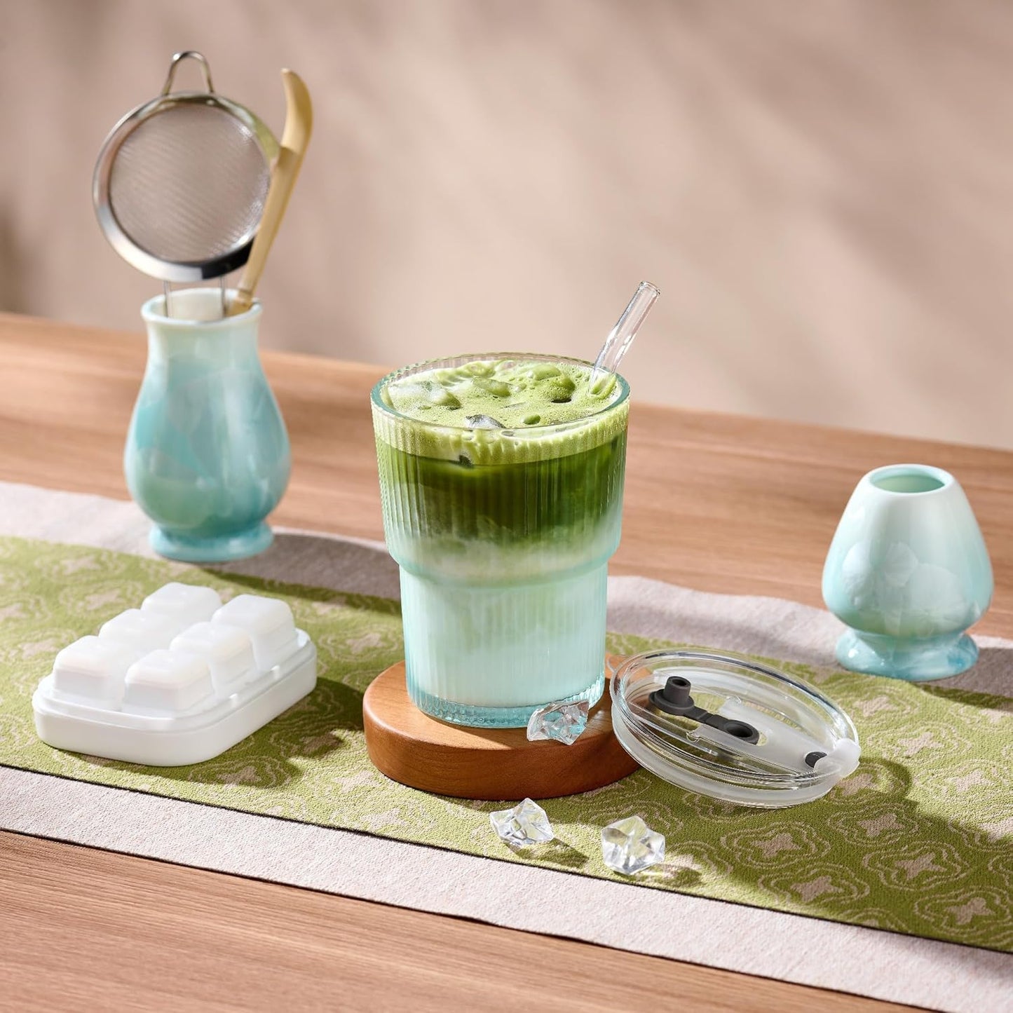Matcha Whisk Set – Japanese Tea Ceremony Kit with Ceramic Bowl, Purple Bamboo Whisk (Chasen), Holder, Sifter & Scoop – Complete Matcha Kit, Women Gifts for Tea Lovers