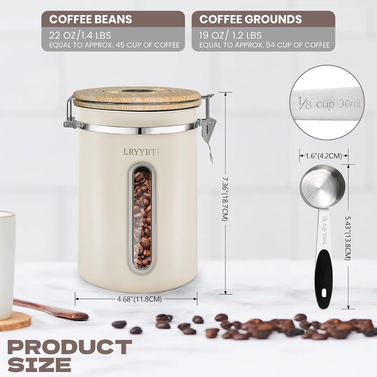 22OZ Coffee Canister Airtight Stainless Steel