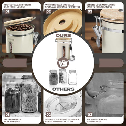 22OZ Coffee Canister Airtight Stainless Steel