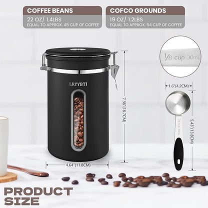 22OZ Coffee Canister Airtight Stainless Steel