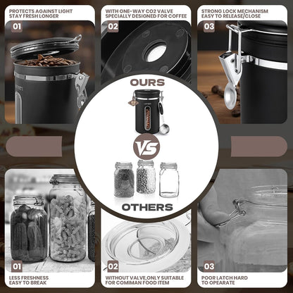 22OZ Coffee Canister Airtight Stainless Steel