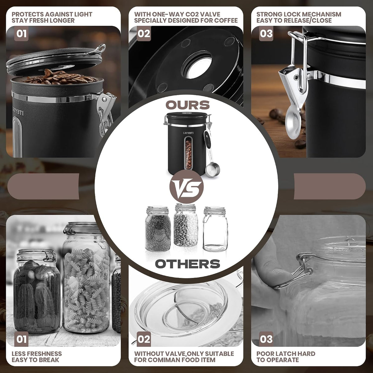 22OZ Coffee Canister Airtight Stainless Steel