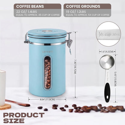 22OZ Coffee Canister Airtight Stainless Steel