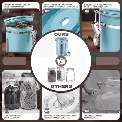 22OZ Coffee Canister Airtight Stainless Steel