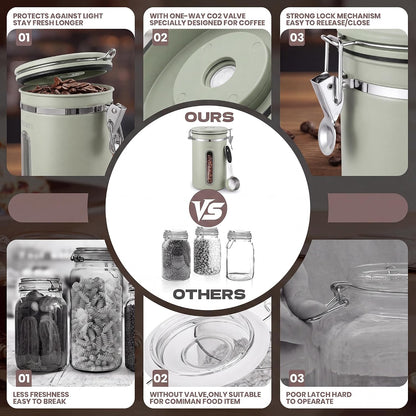 22OZ Coffee Canister Airtight Stainless Steel