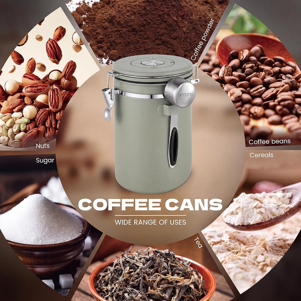 22OZ Coffee Canister Airtight Stainless Steel