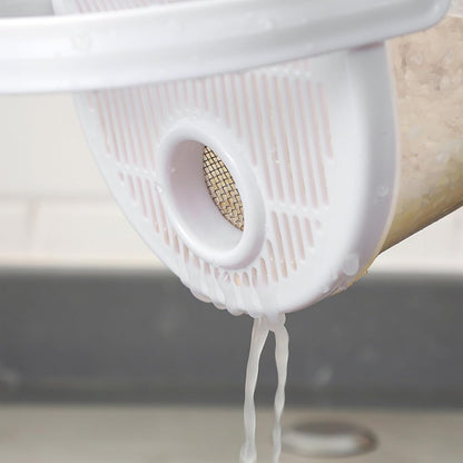 Rice Washer Strainer Bowl with Top Drainer, Microporous Small Colander Washing Bowl Rice Cleaner Strainer Colander for Washing Rice, Multigrain, Beans & Small Grain Food