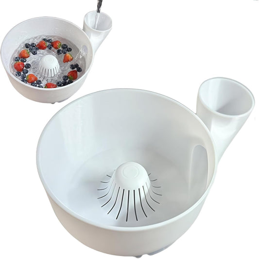 Fruit and Vegetable Washing Bowl, Multifunctional Plastic Colander with Handle, Kitchen Strainer Basket for Berries, Salad, Rinse, Drain, 10 Colors (white, S)