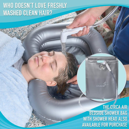 Inflatable Hair Washing Basin For Bedridden - Wash Hair In Bed With Shampoo Basin. Portable Shampoo Bowl With Pillow For Extra Comfort. The Perfect Inflatable Sink For Locs Detox
