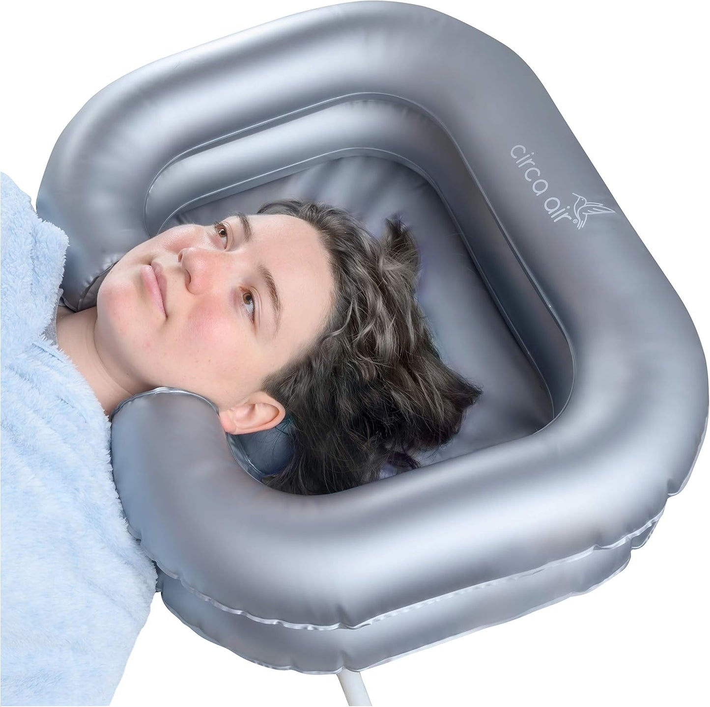 Inflatable Hair Washing Basin For Bedridden - Wash Hair In Bed With Shampoo Basin. Portable Shampoo Bowl With Pillow For Extra Comfort. The Perfect Inflatable Sink For Locs Detox
