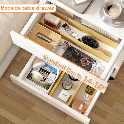 Bamboo Expandable Drawer Dividers – Fits 16.6"–22" Drawers, 2" High, Set of 4 | Spring-Loaded Bamboo Separator for Kitchen Island, Bathroom Vanity & Dresser Drawers