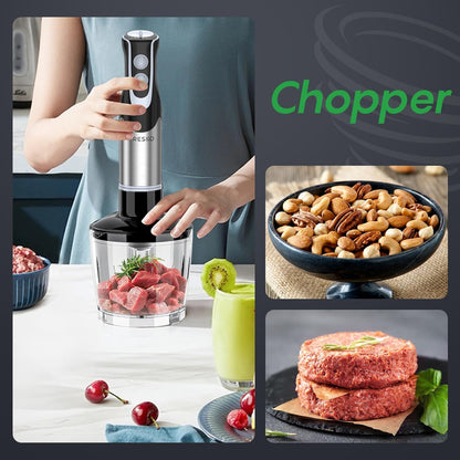 Immersion Blender Handheld, 4-In-1 Hand Blender with 12-Speeds & Turbo Mode