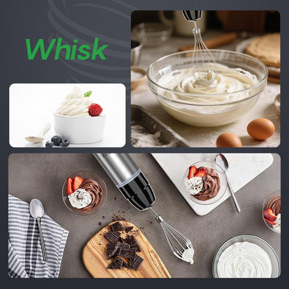 Immersion Blender Handheld, 4-In-1 Hand Blender with 12-Speeds & Turbo Mode