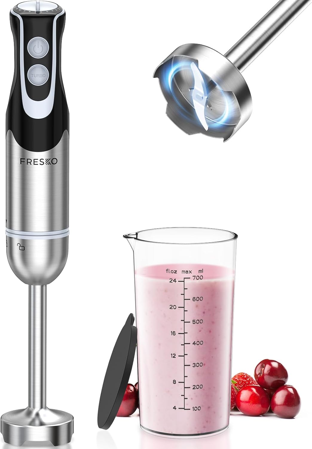 Immersion Blender Handheld, 4-In-1 Hand Blender with 12-Speeds & Turbo Mode