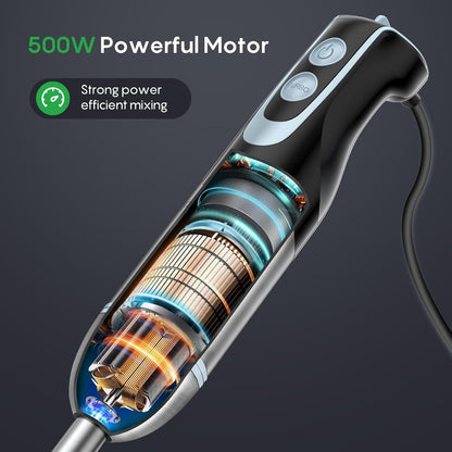 Immersion Blender Handheld, 4-In-1 Hand Blender with 12-Speeds & Turbo Mode