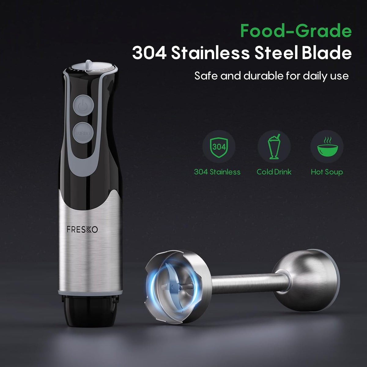 Immersion Blender Handheld, 4-In-1 Hand Blender with 12-Speeds & Turbo Mode