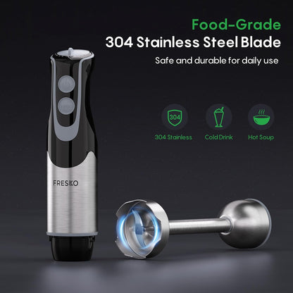 Immersion Blender Handheld, 4-In-1 Hand Blender with 12-Speeds & Turbo Mode