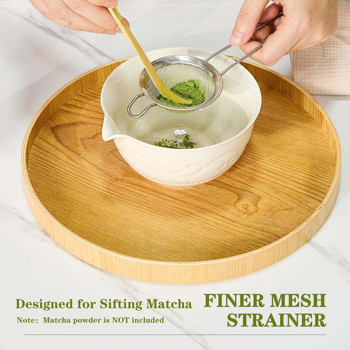 7-Pcs Pink Matcha Whisk Set, Japanese Ceremony Matcha Kit Includes Bowl With Spout, 100% Natural Bamboo Whisk and Holder, Scoop, Scoop Rest, Strainer and Tea Towel - Ideal Gift Christmas, Birthday