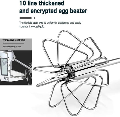 Stainless Steel Semi-Automatic Easy Whisk Handheld Mixer Hand Push Rotary Whisk Blender Egg Beater Hand Push Mixer Stirrer Egg Scrambler for Blending, Whisking, Frothing, Beating & Stirring, 10in