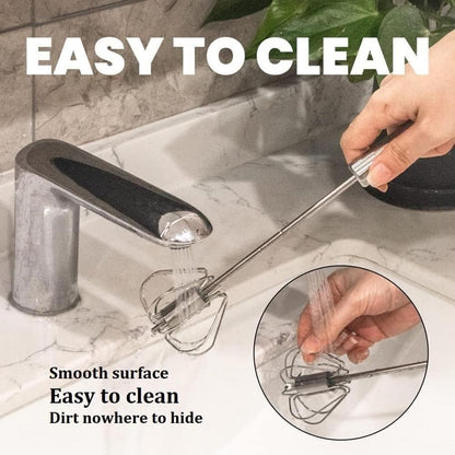 Stainless Steel Semi-Automatic Easy Whisk Handheld Mixer Hand Push Rotary Whisk Blender Egg Beater Hand Push Mixer Stirrer Egg Scrambler for Blending, Whisking, Frothing, Beating & Stirring, 10in