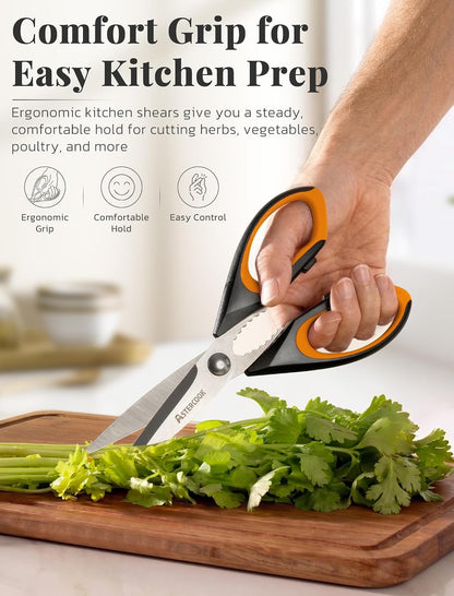 Kitchen Scissors 3 Pack, Heavy Duty All Purpose Kitchen Shears for Food and Packaging, Stainless Steel Food Scissors for Meat, Poultry, Herbs and Vegetables, Dishwasher Safe