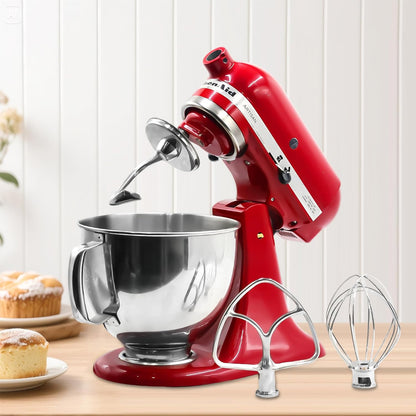 Stainless Steel Accessories Compatible with KitchenAid 4.5-5 Qt Tilt-Head Mixer, 6 Wire Whisk, Flat Beater and Dough Hook for 5 Quart Mixing Bowl, Fits, KSM45, KSM150, Dishwasher Safe, Heavy Duty