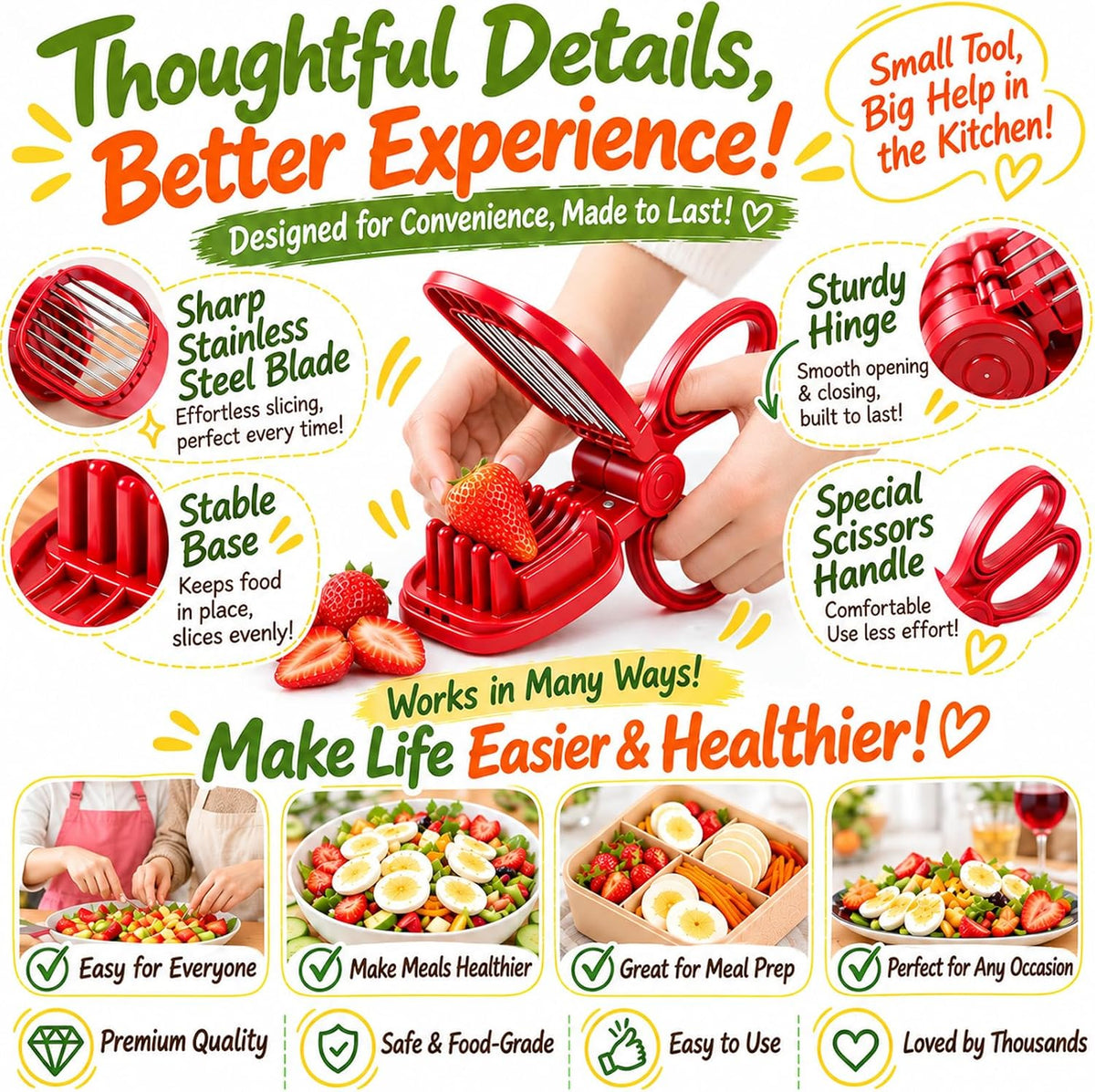 Large Egg Slicer for Hard Boiled Eggs with 304 Stainless Steel Blade