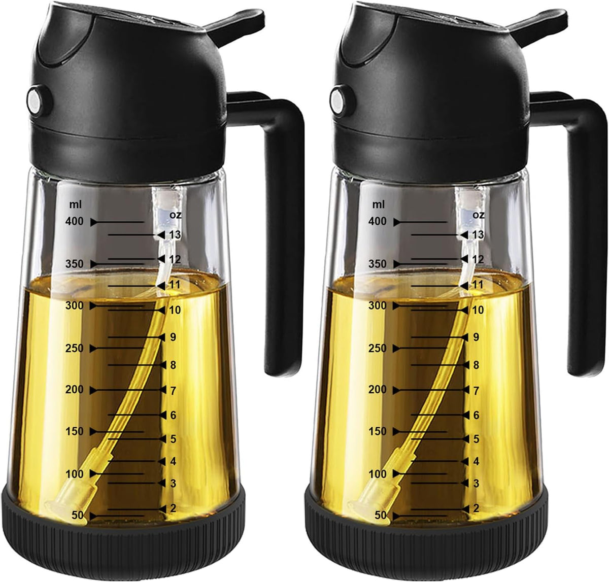 16oz/470ml Glass Olive Oil Sprayer for Cooking – 2 in 1 Olive Oil Dispenser Bottle for Kitchen Gadgets and Air Fryer Accessories, Salad, BBQ - Ash