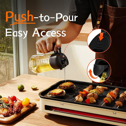 16oz/470ml Glass Olive Oil Sprayer for Cooking – 2 in 1 Olive Oil Dispenser Bottle for Kitchen Gadgets and Air Fryer Accessories, Salad, BBQ - Ash
