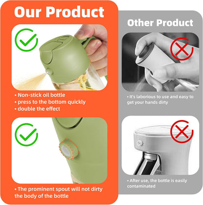 16oz/470ml Glass Olive Oil Sprayer for Cooking – 2 in 1 Olive Oil Dispenser Bottle for Kitchen Gadgets and Air Fryer Accessories, Salad, BBQ - Ash