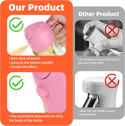 16oz/470ml Glass Olive Oil Sprayer for Cooking – 2 in 1 Olive Oil Dispenser Bottle for Kitchen Gadgets and Air Fryer Accessories, Salad, BBQ - Ash