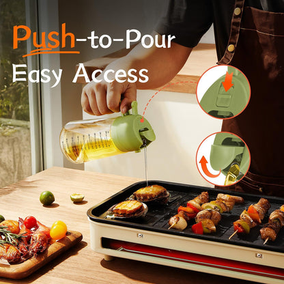 16oz/470ml Glass Olive Oil Sprayer for Cooking – 2 in 1 Olive Oil Dispenser Bottle for Kitchen Gadgets and Air Fryer Accessories, Salad, BBQ - Ash