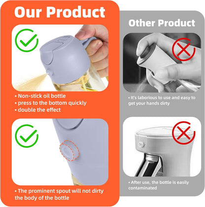 16oz/470ml Glass Olive Oil Sprayer for Cooking – 2 in 1 Olive Oil Dispenser Bottle for Kitchen Gadgets and Air Fryer Accessories, Salad, BBQ - Ash