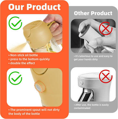 16oz/470ml Glass Olive Oil Sprayer for Cooking – 2 in 1 Olive Oil Dispenser Bottle for Kitchen Gadgets and Air Fryer Accessories, Salad, BBQ - Ash