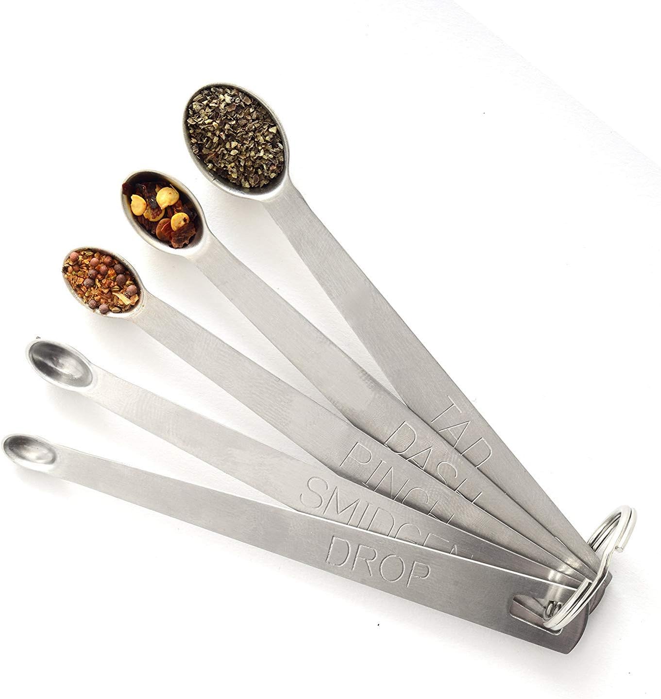 Measuring Spoons Set of 5, (tad, dash, pinch, smidgen and drop) Mini Stainless Steel Measuring Spoons
