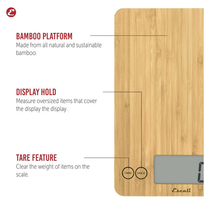 Arti Glass Food Scale Digital Countertop Kitchen, Baking and Cooking Scale with Nutrition and Calorie Counter, 15-Pound Capacity, 9" x 6.5" x .75", Gray Storm