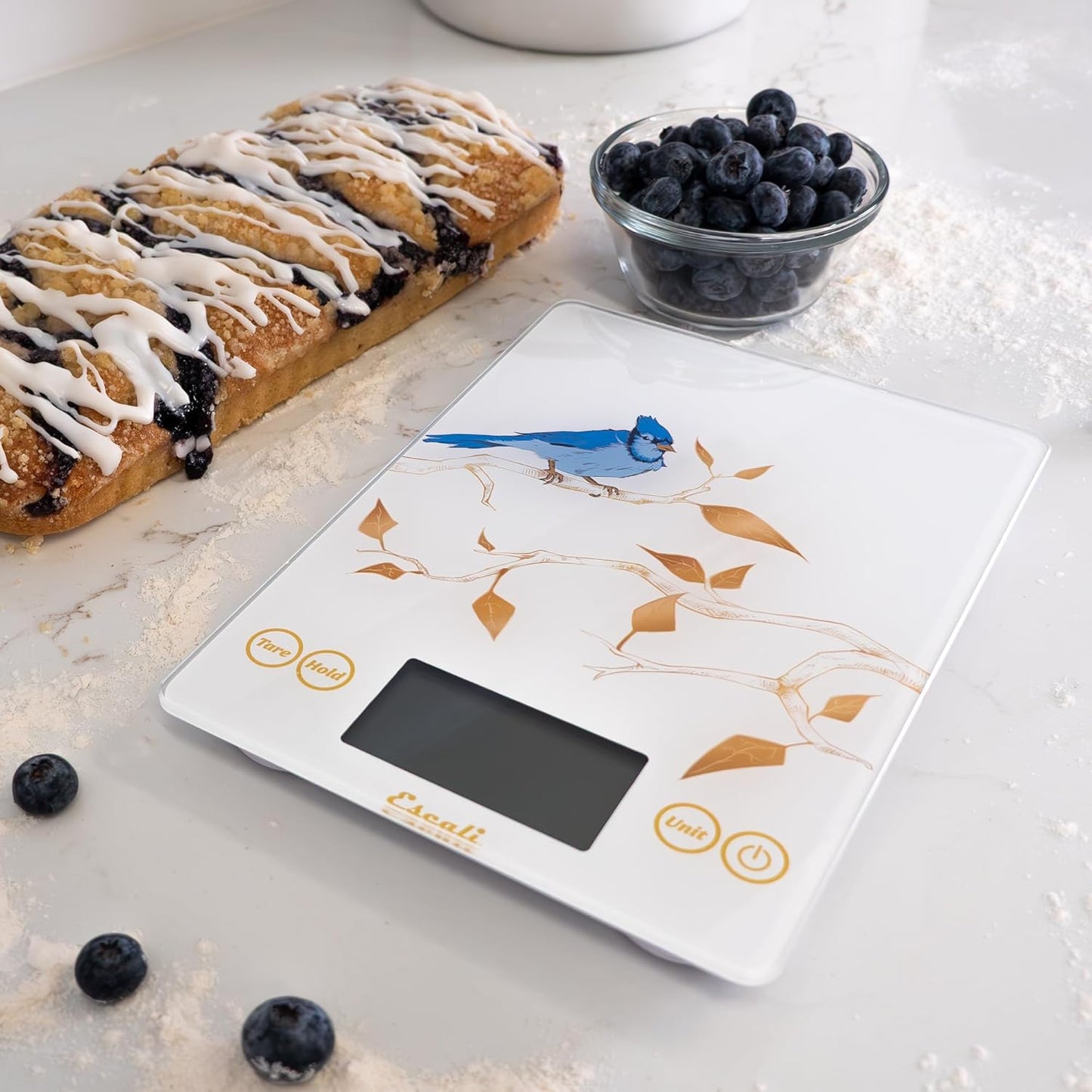 Arti Glass Food Scale Digital Countertop Kitchen, Baking and Cooking Scale with Nutrition and Calorie Counter, 15-Pound Capacity, 9" x 6.5" x .75", Gray Storm