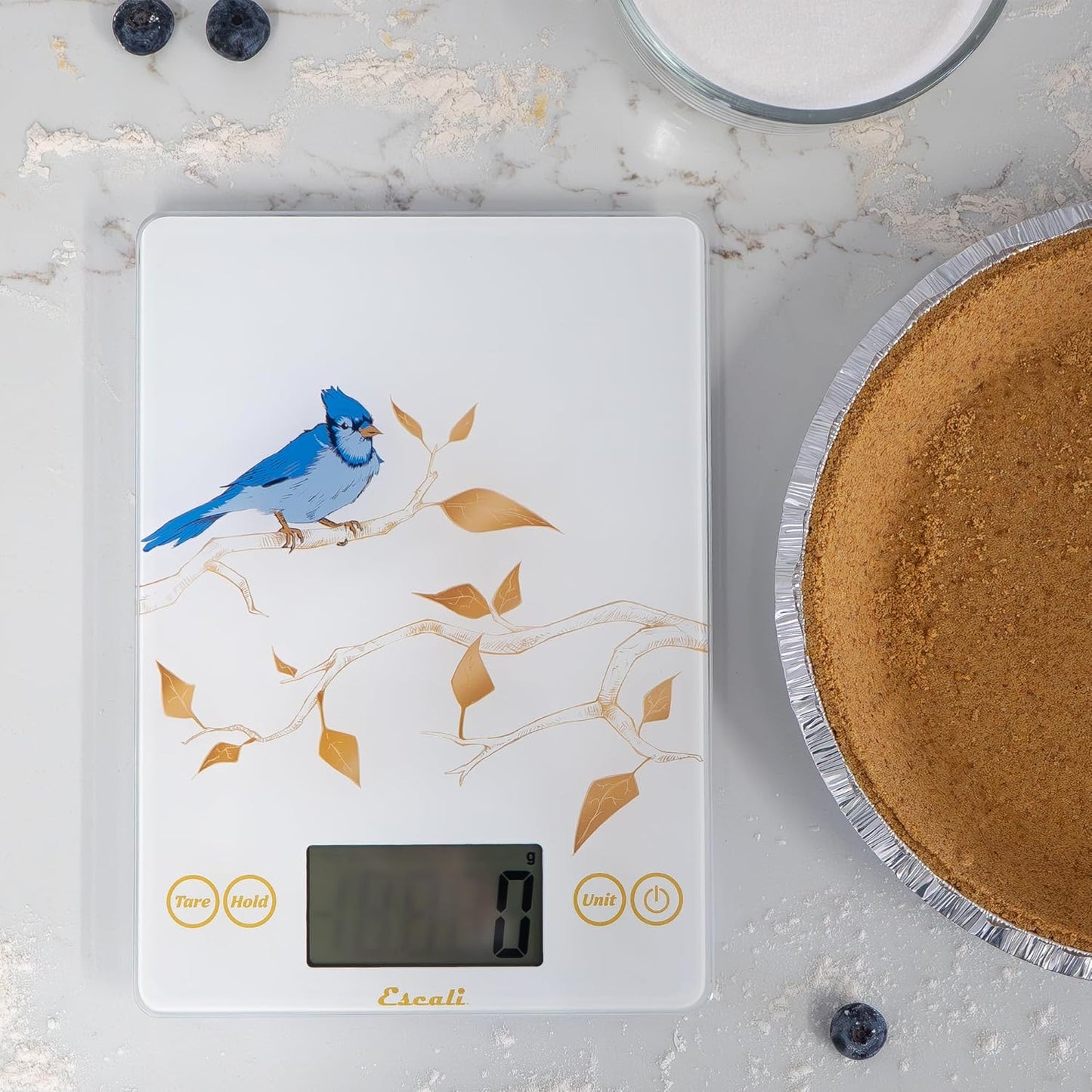 Arti Glass Food Scale Digital Countertop Kitchen, Baking and Cooking Scale with Nutrition and Calorie Counter, 15-Pound Capacity, 9" x 6.5" x .75", Gray Storm