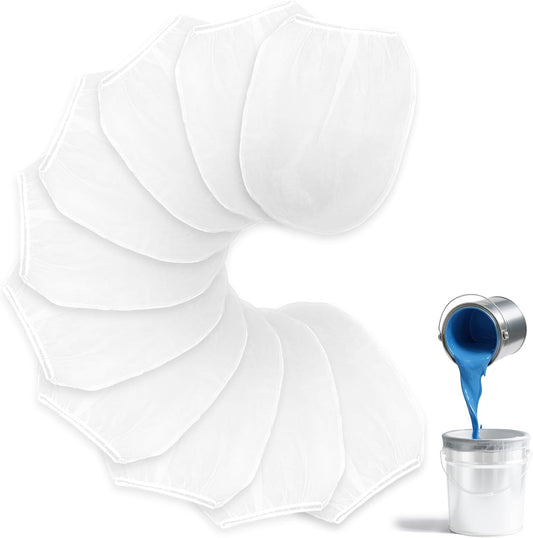 10PCS Paint Filter Bags, 5 Gallon Fine Mesh Strainer | White Fine Mesh, Elastic Top, Gardening, Hydroponics, Paint Strainer