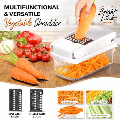 12-in-1 Vegetable Chopper with Container – Mandoline Slicer, Onion Chopper, Food Chopper, Cheese Grater & French Fry Cutter – Multifunctional Kitchen Gadget with 8 Blades, Egg Separator & Peeler