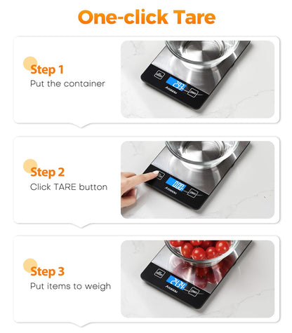 Food Scale Rechargeable - 33lb Digital Kitchen Scale Ounces Grams | Full-view Display, Water-Resistant, Batteries or USB-C Charging, Stainless Steel, for Cooking, Meal Prep, Package (Black)