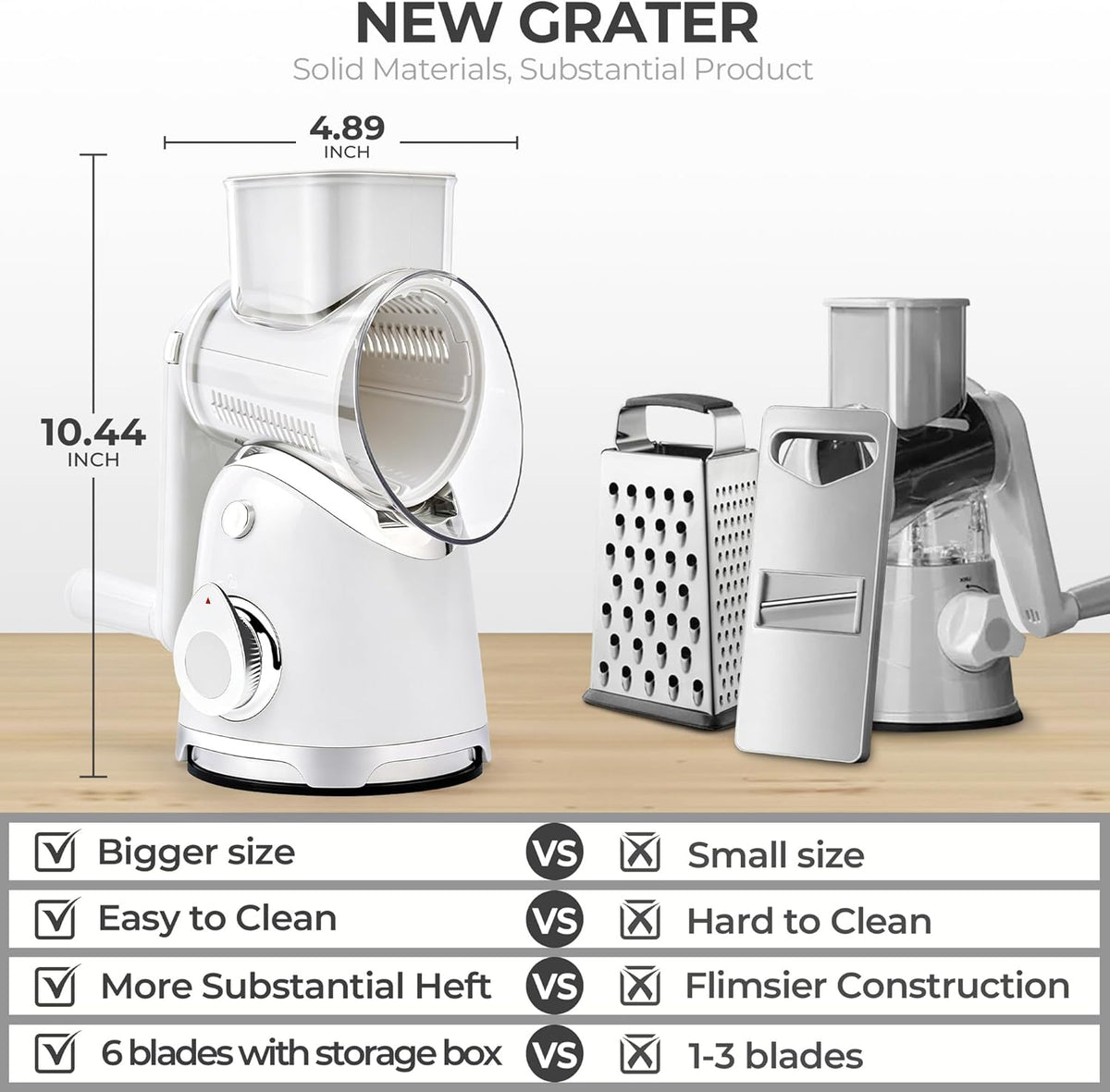 Rotary Cheese Grater Hand Crank, Kitchen Shredder Vegetable Slicer
