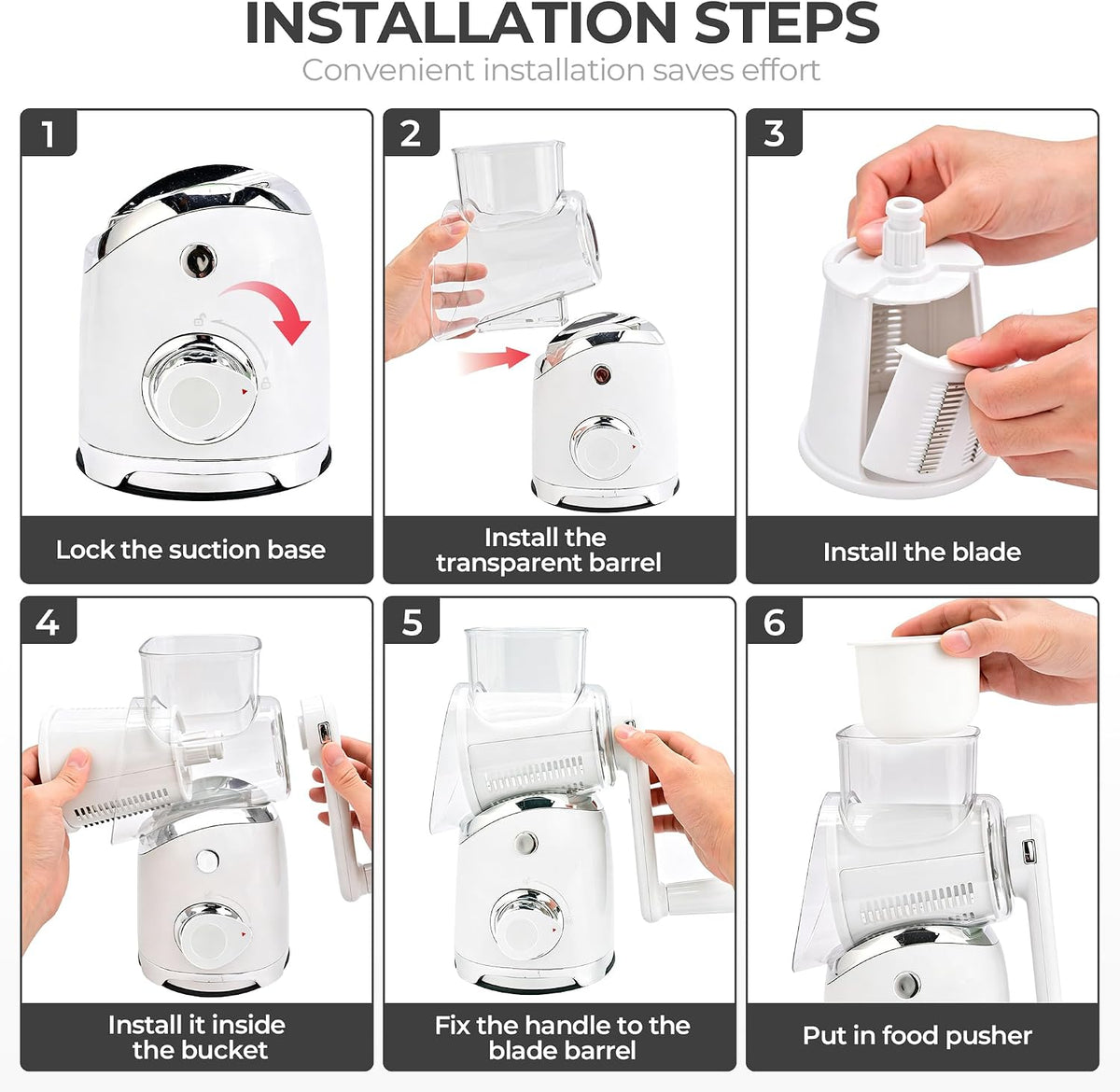 Rotary Cheese Grater Hand Crank, Kitchen Shredder Vegetable Slicer