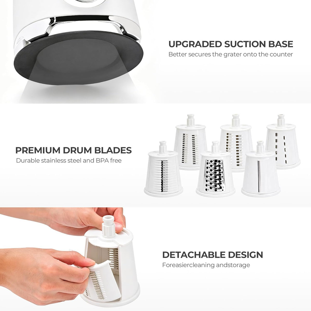 Rotary Cheese Grater Hand Crank, Kitchen Shredder Vegetable Slicer