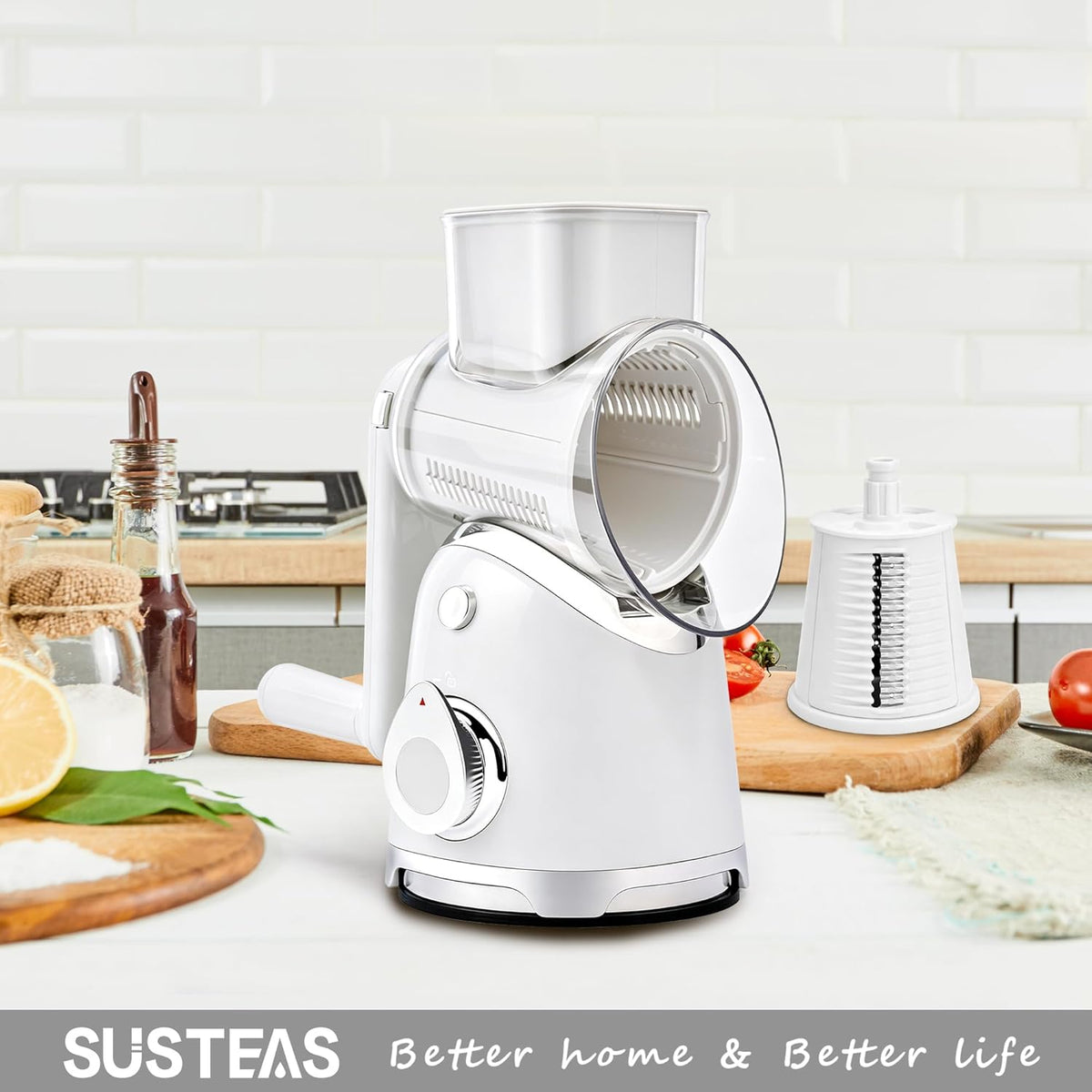 Rotary Cheese Grater Hand Crank, Kitchen Shredder Vegetable Slicer