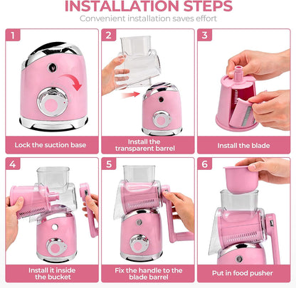 Rotary Cheese Grater Hand Crank, Kitchen Shredder Vegetable Slicer