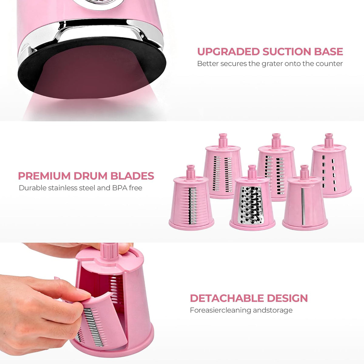 Rotary Cheese Grater Hand Crank, Kitchen Shredder Vegetable Slicer