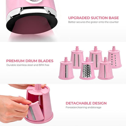 Rotary Cheese Grater Hand Crank, Kitchen Shredder Vegetable Slicer